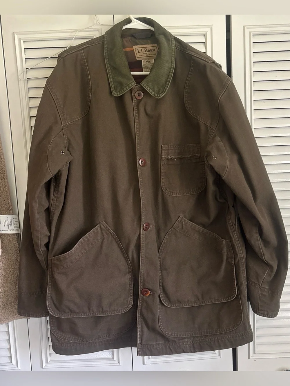 Vintage LL Bean Jacket Mens Large Brown Canvas Field Barn Coat Flannel Lined Y2K